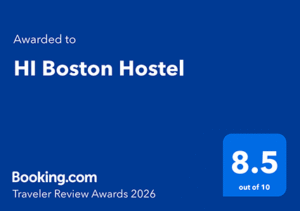 HI Boston hostel received an 8.5 from glowing guest reviews on booking.com 