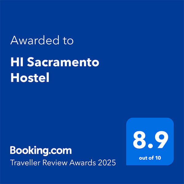 HI Sacramento hostel is the recipient of a booking.com 2025 traveller's award