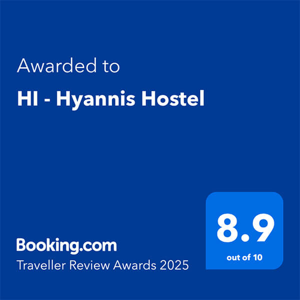 HI Hyannis hostel is the recipient of a 2025 booking.com traveller's award