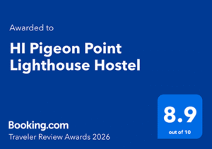 HI Pigeon Point Lighthouse hostel received an 8.9 guest review award from booking.com guests in 2026
