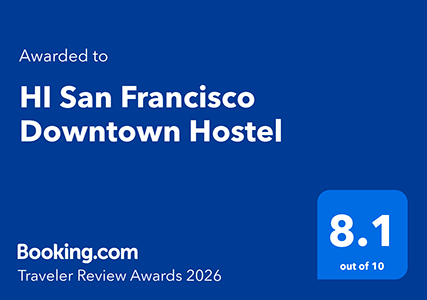 HI San Francisco Downtown hostel received an 8.1 guest review award from booking.com guests in 2026