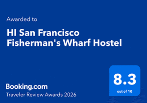 HI San Francisco Fisherman's Wharf hostel received an 8.3 guest review award from booking.com guests in 2026