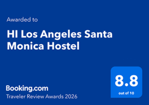 HI Los Angeles Santa Monica hostel received an 8.8 guest review award from booking.com guests in 2026