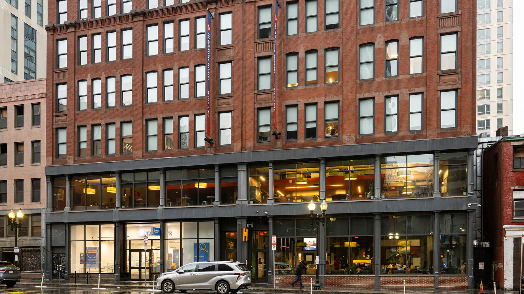 The exterior of HI Boston hostel