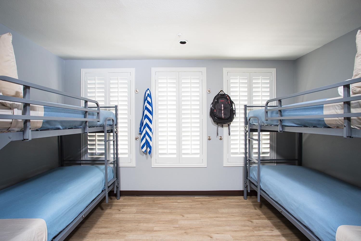 Room view with four bunk beds.