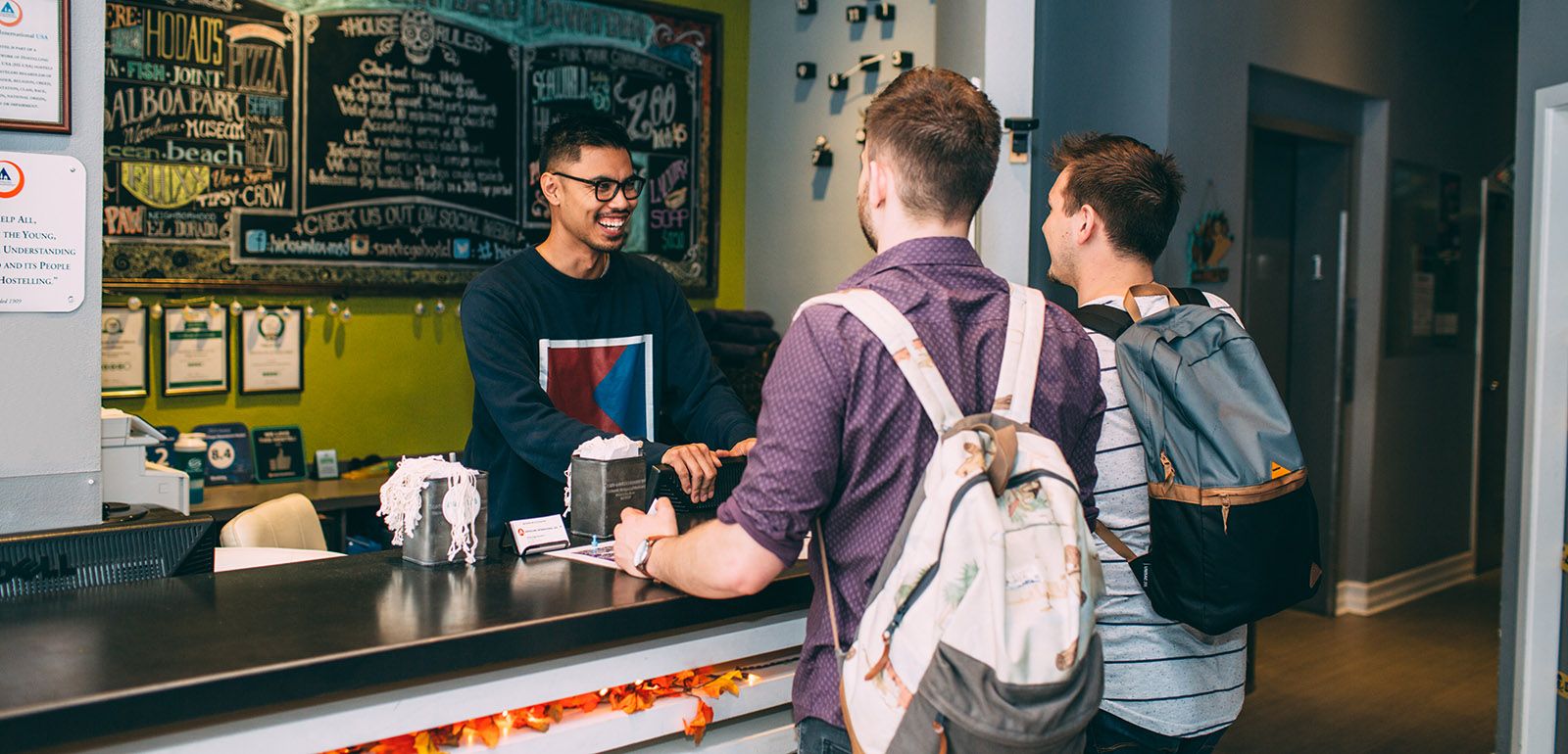 front desk at HI San Diego Downtown hostel