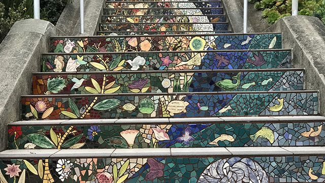 close-up of tiled steps in San Francisco