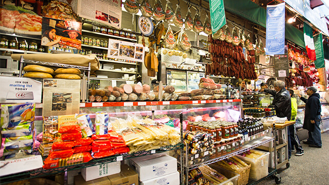 an Italian deli counter on Arthur Avenue in the Bronx, New York City