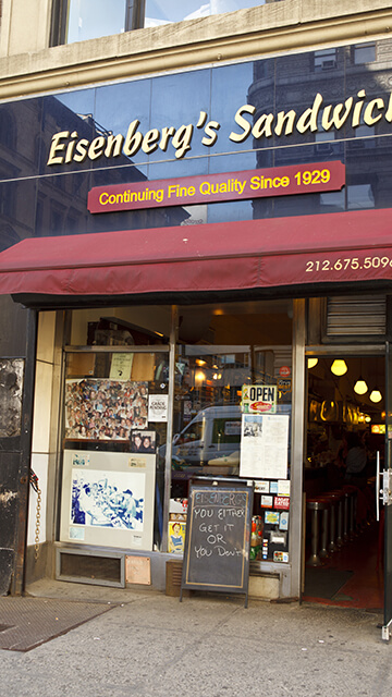 the exterior of eisenberg's sandwiches in nyc