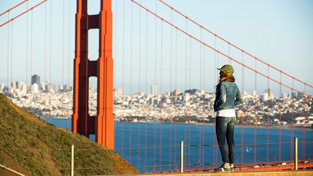 view of the Golden Gate Bridge from the Marin Headlands