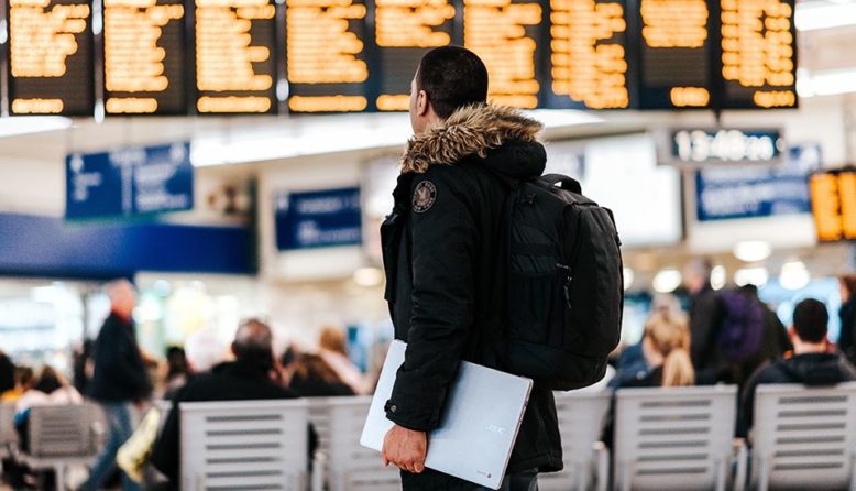 a traveler at the airport