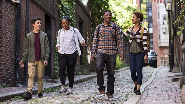 a group of travelers in Beacon Hill in Boston