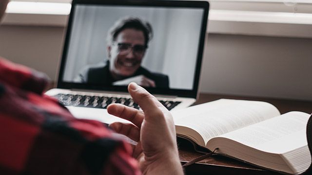 two people on a video call