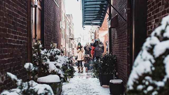 Beacon Hill in Boston in winter 