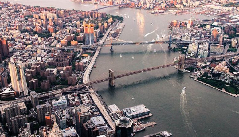 an aerial view of brooklyn and manhattan