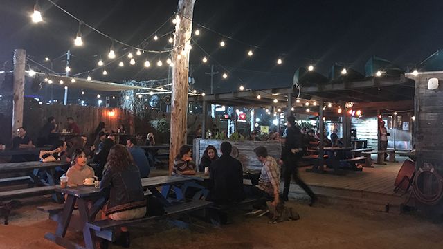 people gathered at the buzz mill in Austin