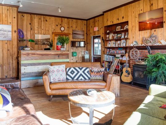 guest lounge at HI Point Reyes hostel