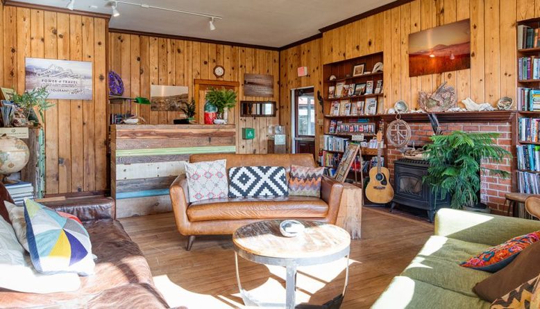 guest lounge at HI Point Reyes hostel
