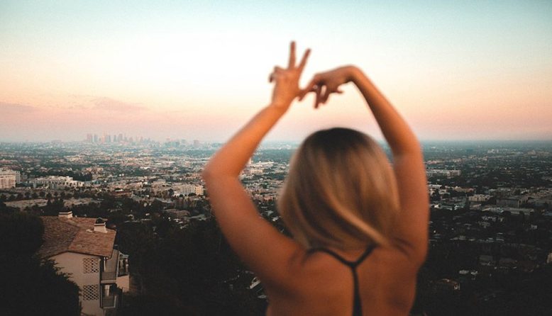 woman looking out over los angeles