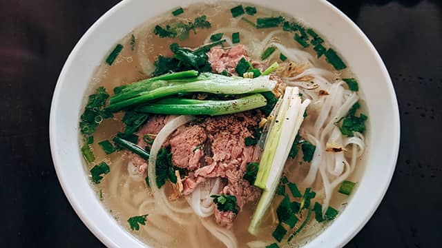 a bowl of pho