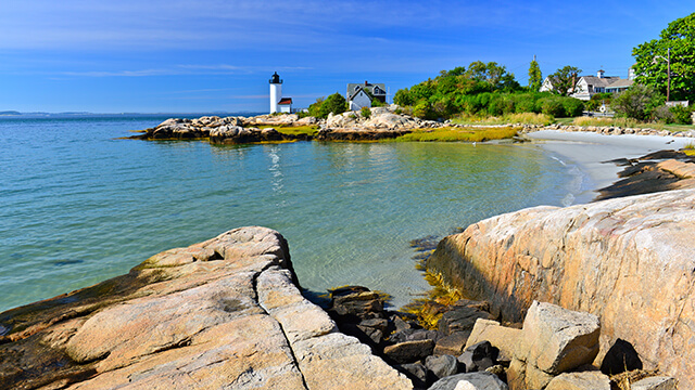 the Gloucester, Massachusetts lighthouse, as seen from the water