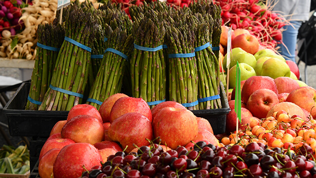 At Sacramento's many local farmer's markets, you'll find produce like cherries, nectarines, and asparagus