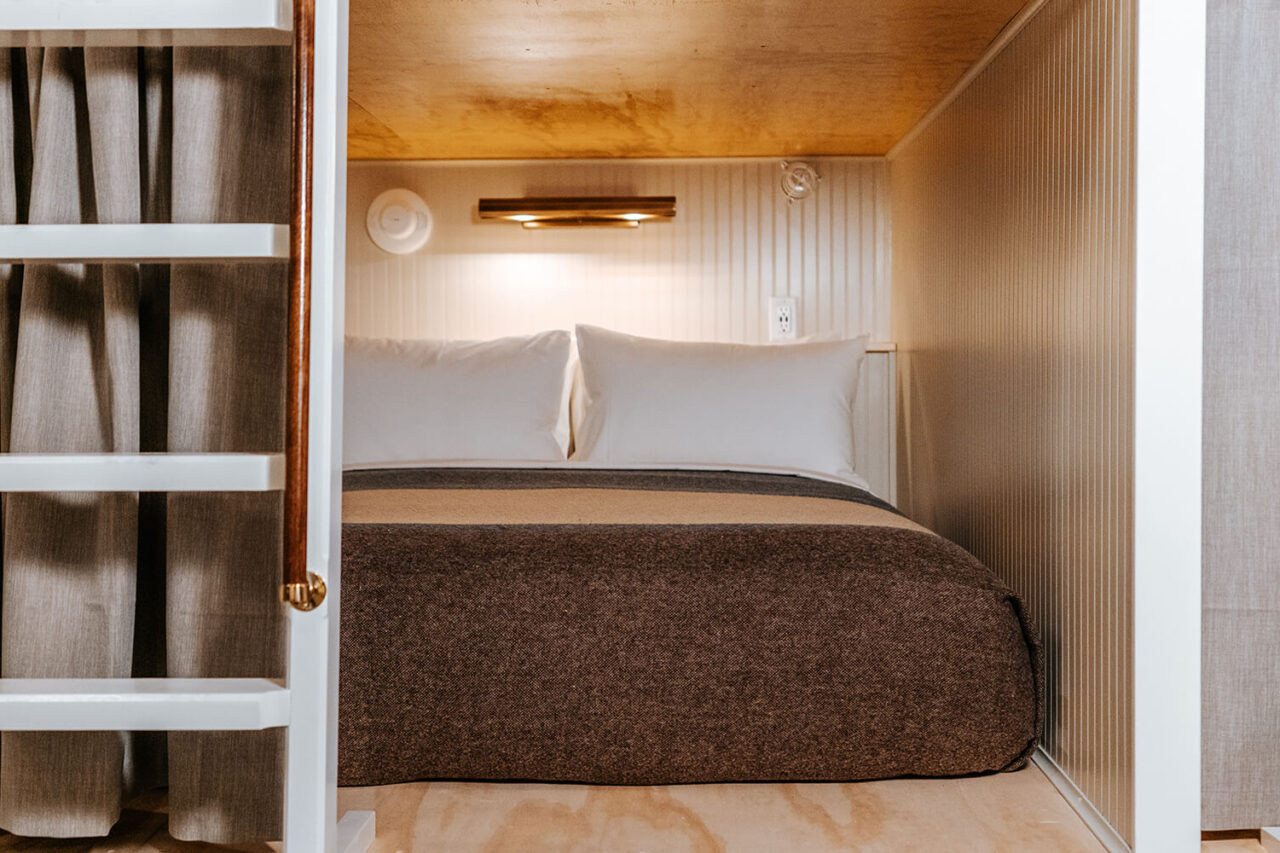 larger pod-style bunks at HI Jackson hostel the cache house can sleep up to 2 people