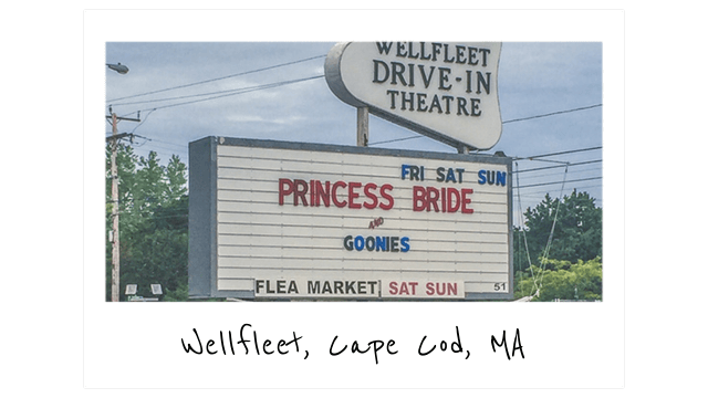 a polaroid photo of the marquee at the wellfleet drive-in theater in cape cod MA