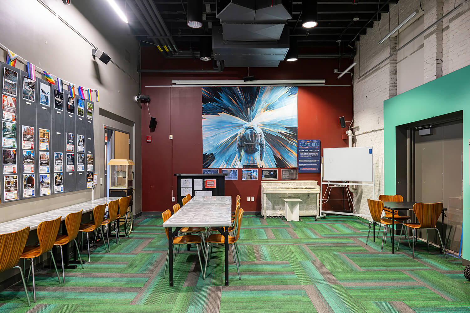 The community room at HI Boston hostel is available to rent for meetings and receptions