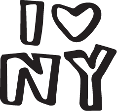 A black-and-white icon with "I heart NY" lettering