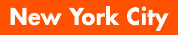 The words "New York City" in white text on an orange background