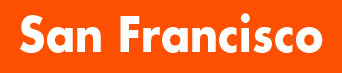 The words "San Francisco" in white text on an orange background