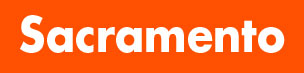 The word "Sacramento" in white text on an orange background