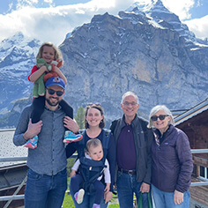 The Marsden family, a generous sponsor of HI USA's Explore the World scholarships, during a hike in the Alps.